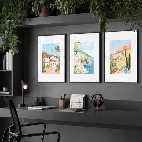 Large Wall Pictures | Set of 3 Beach Decor Wall art Prints