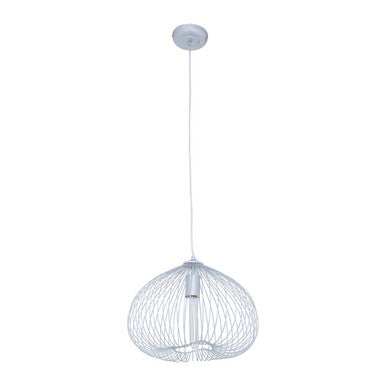White wireframe lavis pendant light with modern spherical design and silver finish for stylish lighting