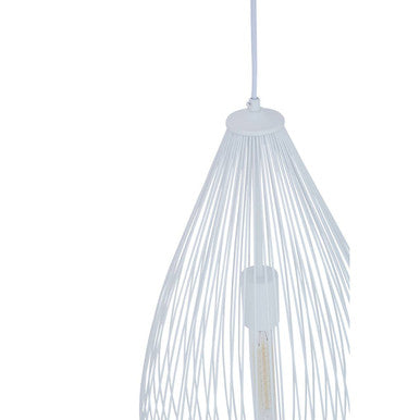 Lavis teardrop white pendant light with delicate wireframe design resembling feathers perfect as a white pendant light