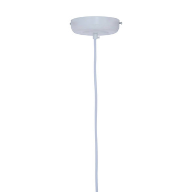 White frosted glass teardrop white pendant light with sleek minimalist design and thin white cord by lavis