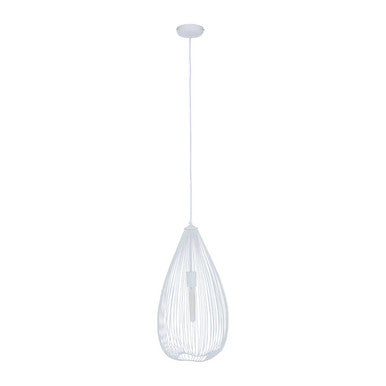 Lavis teardrop white pendant light with a woven wireframe design perfect as a teardrop white pendant light fixture