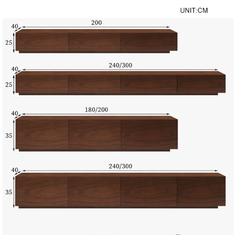 Dark brown walnut lavone tv stand with sleek minimalist design and four drawers for media storage