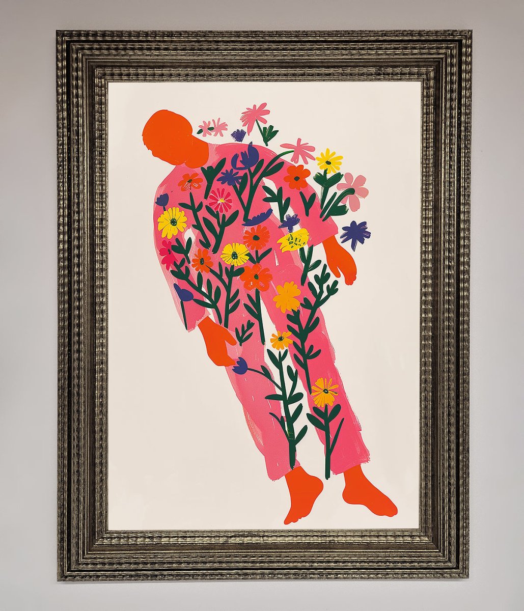 Laying In The Flowers Framed Poster