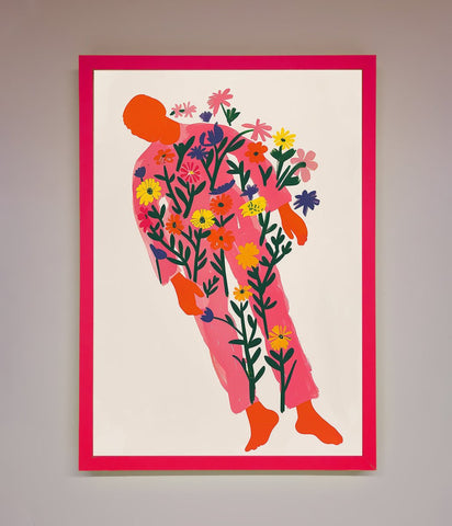 Laying In The Flowers Framed Poster