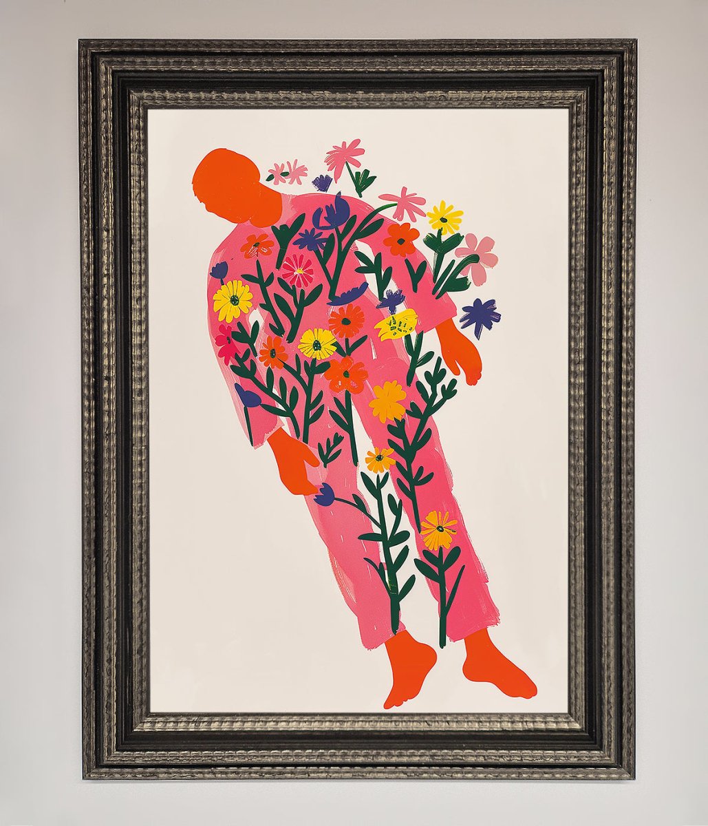Laying In The Flowers Framed Poster