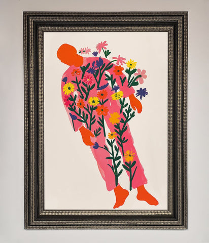Laying In The Flowers Framed Poster