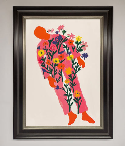 Laying In The Flowers Framed Poster