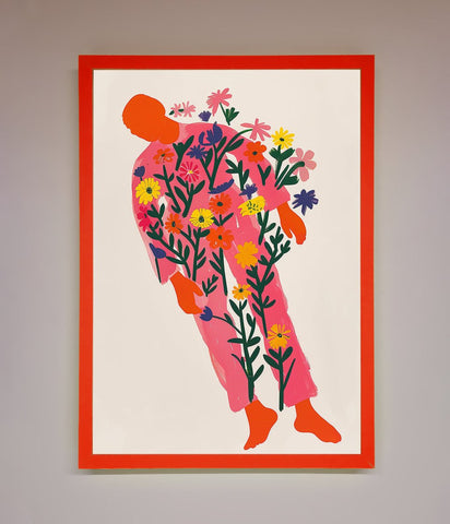 Laying In The Flowers Framed Poster
