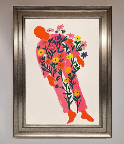 Laying In The Flowers Framed Poster