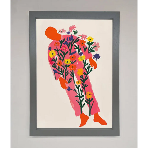 Laying In The Flowers Framed Poster - A3 (29.7 x 42 cm) / Dark Grey - Framed Print