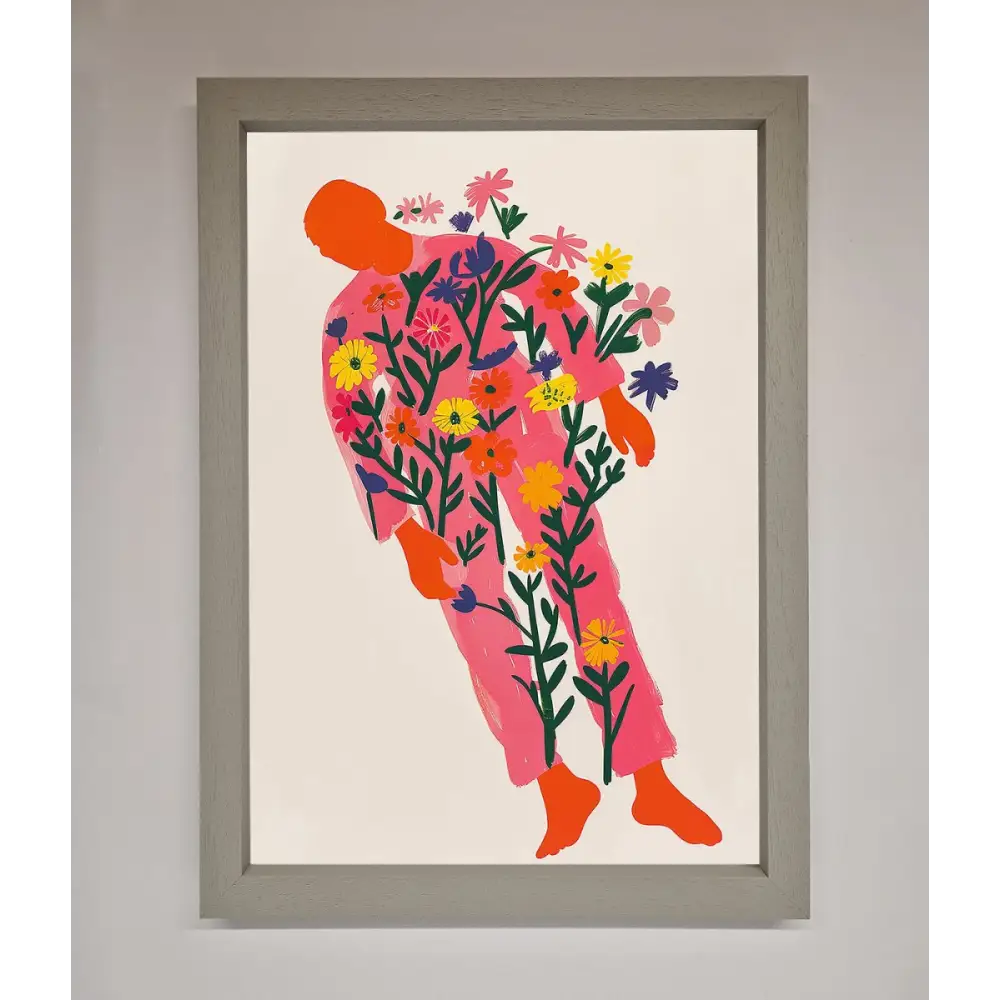 Laying In The Flowers Framed Poster - A3 (29.7 x 42 cm) / Grey - Framed Print