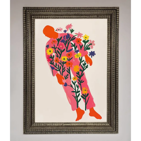 Laying In The Flowers Framed Poster - A3 (29.7 x 42 cm) / Ornate Silver - Framed Print