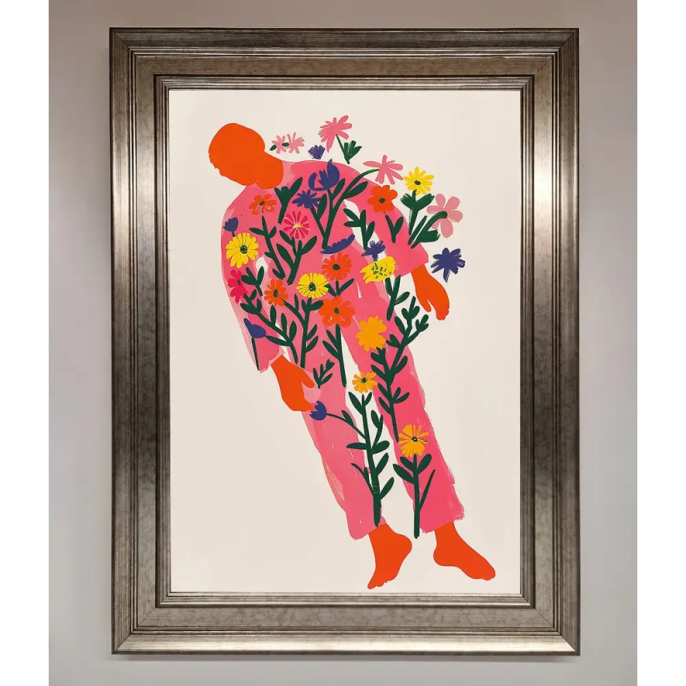 Laying In The Flowers Framed Poster - A3 (29.7 x 42 cm) / Silver - Framed Print