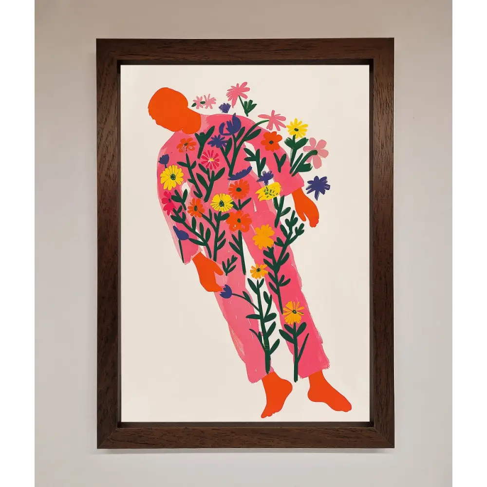Laying In The Flowers Framed Poster - A3 (29.7 x 42 cm) / Walnut - Framed Print