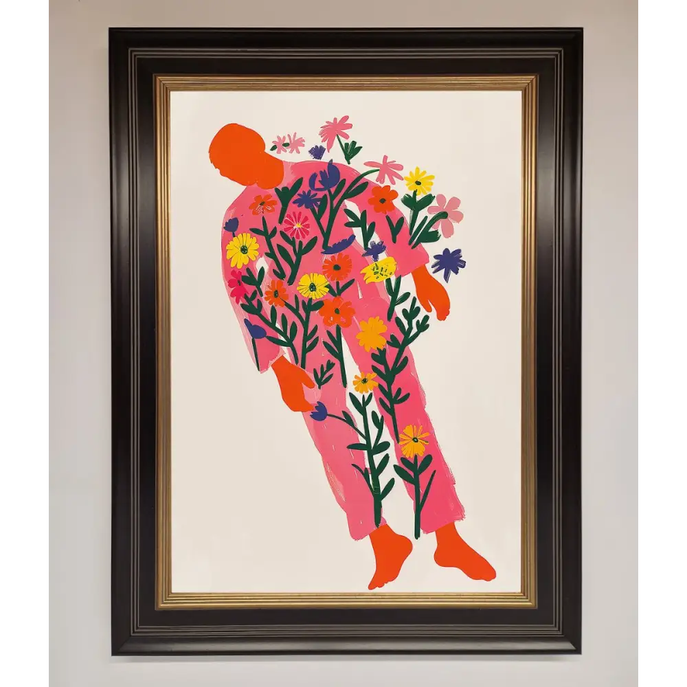 Laying In The Flowers Framed Poster - B0 (100 x 141 cm) / Black Gold - Framed Print