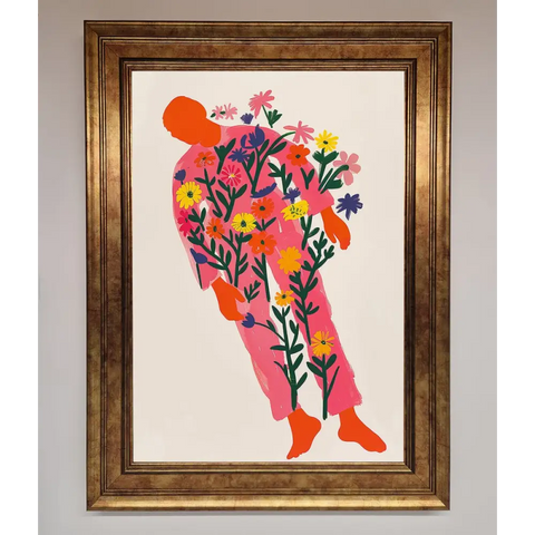 Laying In The Flowers Framed Poster - B0 (100 x 141 cm) / Bronze - Framed Print