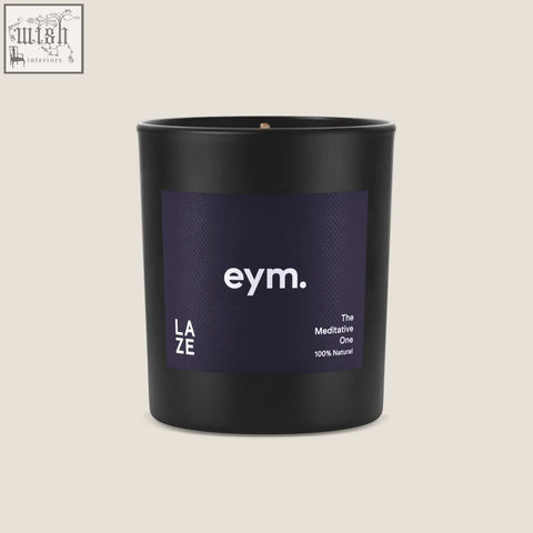 Black cylindrical matte candle jar with dark purple eym label the meditative one standard candle for relaxation