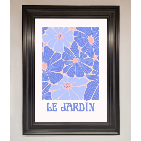 Le Jardin Blue Framed Poster - A1 (59.4 x 84.1 cm) / Matt Black - Framed Print