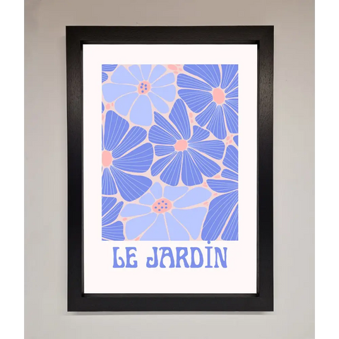 Le Jardin Blue Framed Poster - A3 (29.7 x 42 cm) / Black - Framed Print