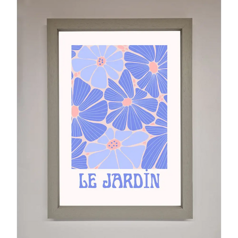 Le Jardin Blue Framed Poster - A3 (29.7 x 42 cm) / Grey - Framed Print