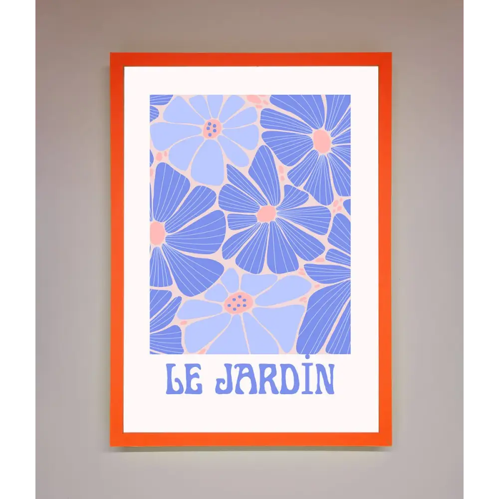 Le Jardin Blue Framed Poster - A3 (29.7 x 42 cm) / Neon Orange - Framed Print