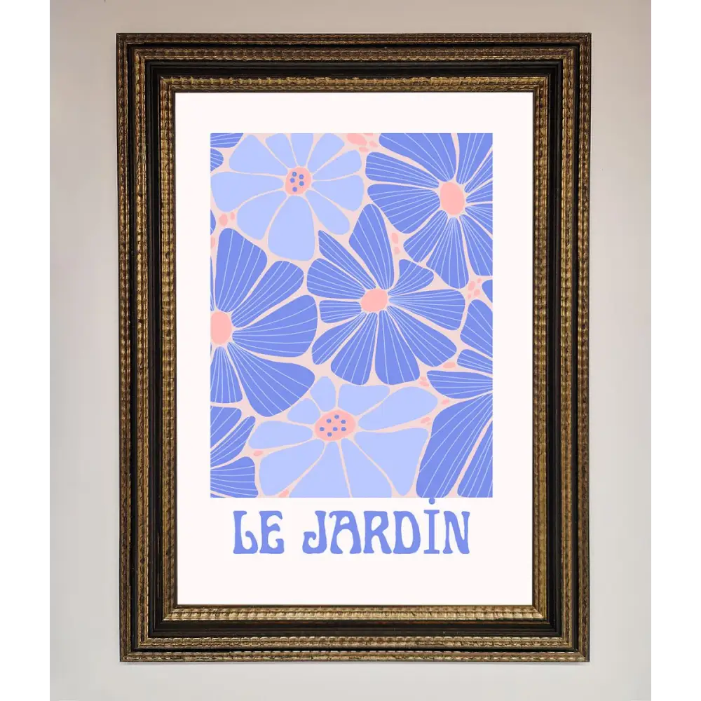 Le Jardin Blue Framed Poster - A3 (29.7 x 42 cm) / Ornate Gold Black - Framed Print
