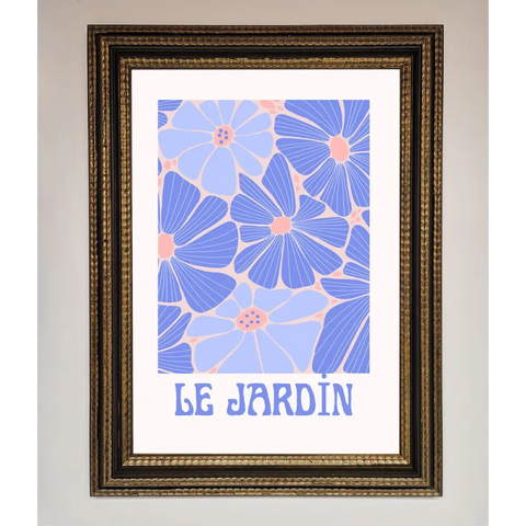 Le Jardin Blue Framed Poster - A3 (29.7 x 42 cm) / Ornate Gold Black - Framed Print