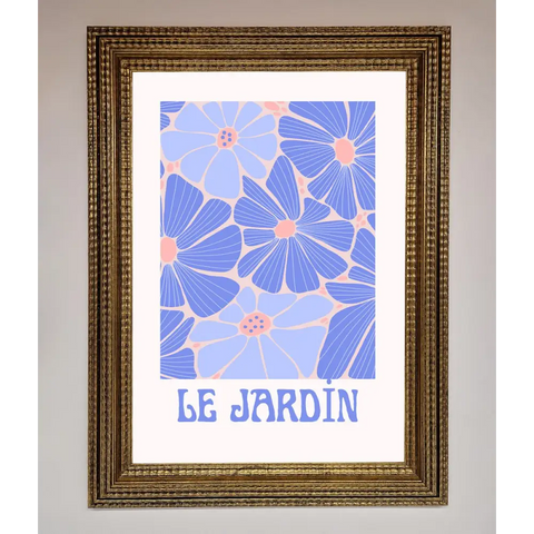Le Jardin Blue Framed Poster - A3 (29.7 x 42 cm) / Ornate Gold - Framed Print
