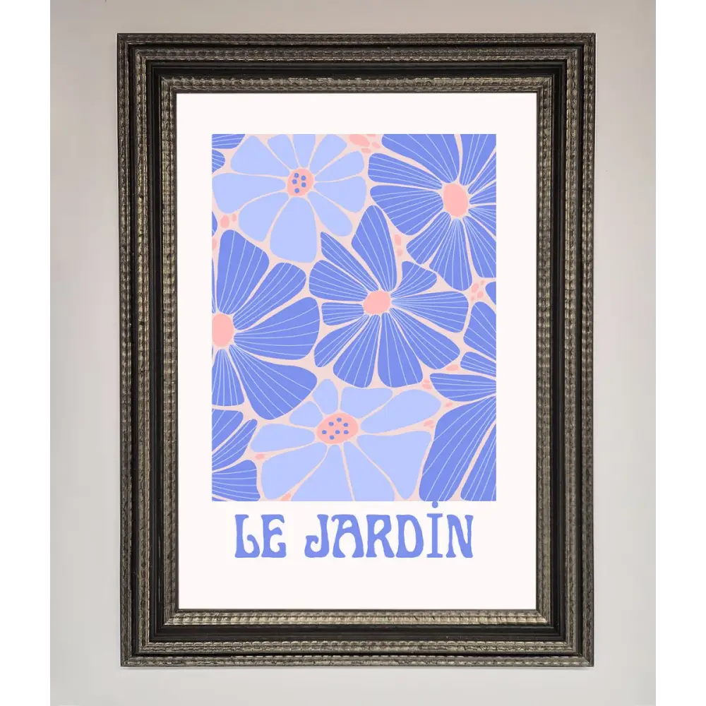 Le Jardin Blue Framed Poster - A3 (29.7 x 42 cm) / Ornate Silver Black - Framed Print