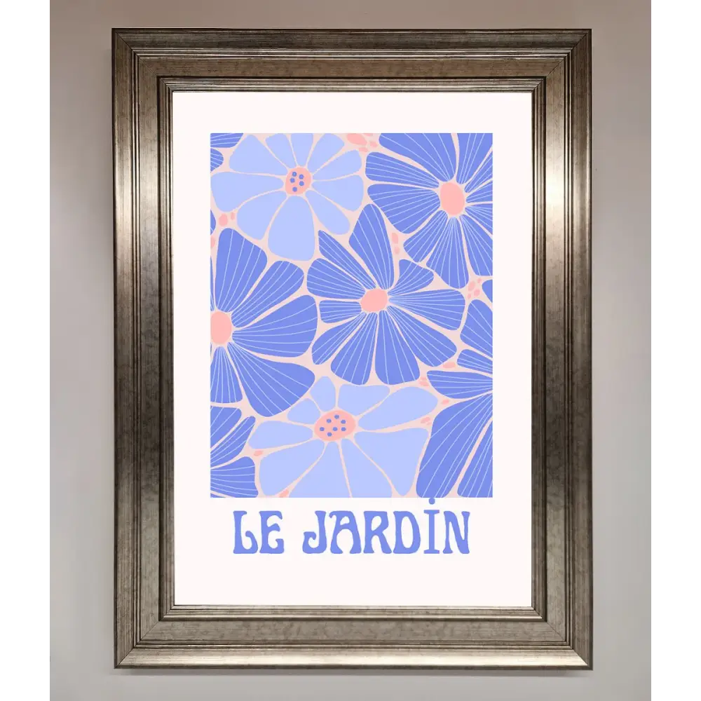 Le Jardin Blue Framed Poster - A3 (29.7 x 42 cm) / Silver - Framed Print