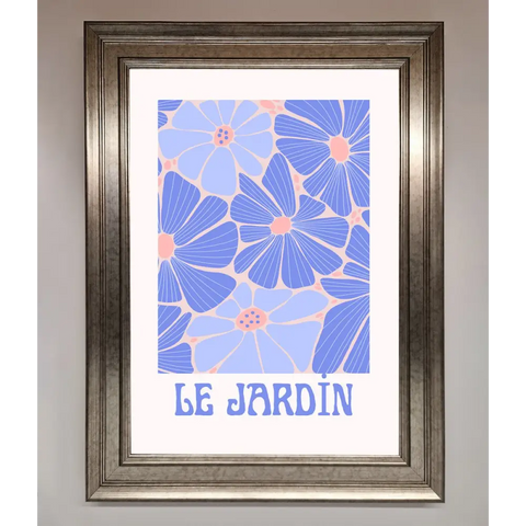 Le Jardin Blue Framed Poster - A3 (29.7 x 42 cm) / Silver - Framed Print
