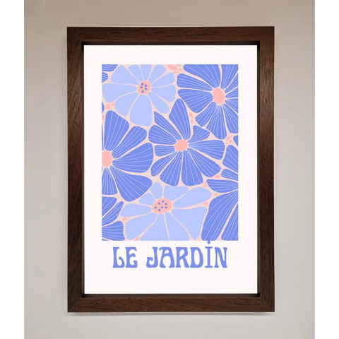 Le Jardin Blue Framed Poster - A3 (29.7 x 42 cm) / Walnut - Framed Print