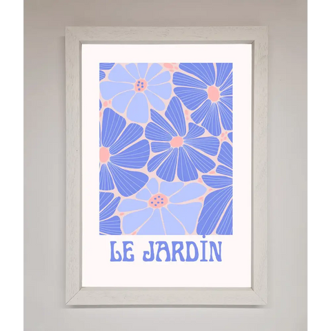 Le Jardin Blue Framed Poster - A3 (29.7 x 42 cm) / White - Framed Print