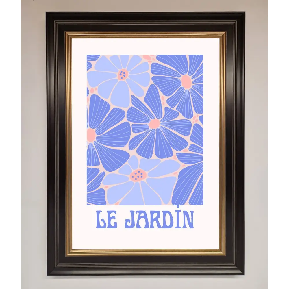 Le Jardin Blue Framed Poster - B0 (100 x 141 cm) / Black Gold - Framed Print