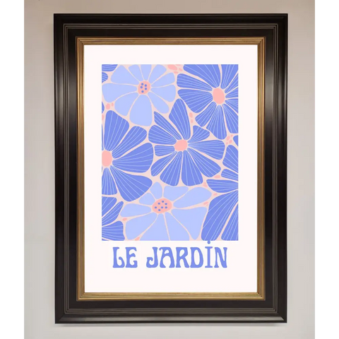 Le Jardin Blue Framed Poster - B0 (100 x 141 cm) / Black Gold - Framed Print
