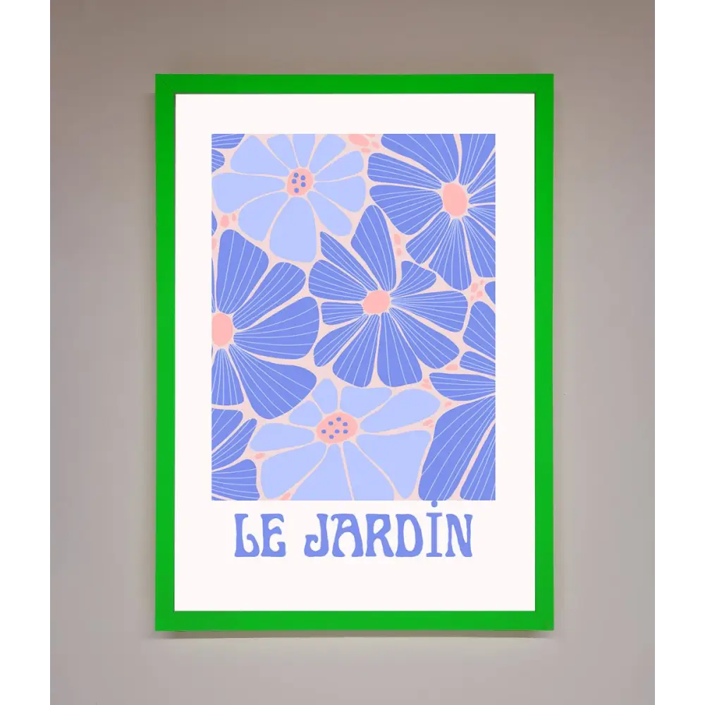 Le Jardin Blue Framed Poster - B0 (100 x 141 cm) / Neon Dark Green - Framed Print