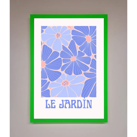 Le Jardin Blue Framed Poster - B0 (100 x 141 cm) / Neon Dark Green - Framed Print