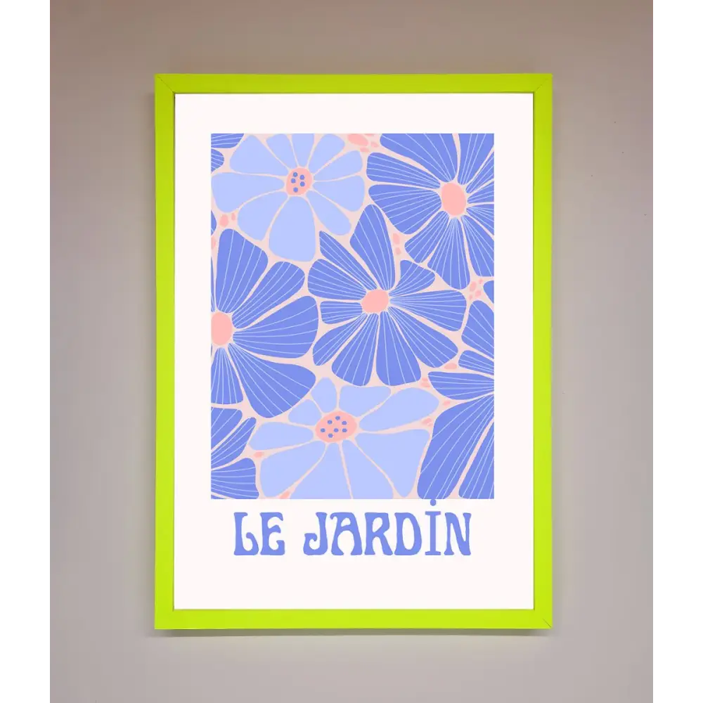 Le Jardin Blue Framed Poster - B0 (100 x 141 cm) / Neon Green - Framed Print