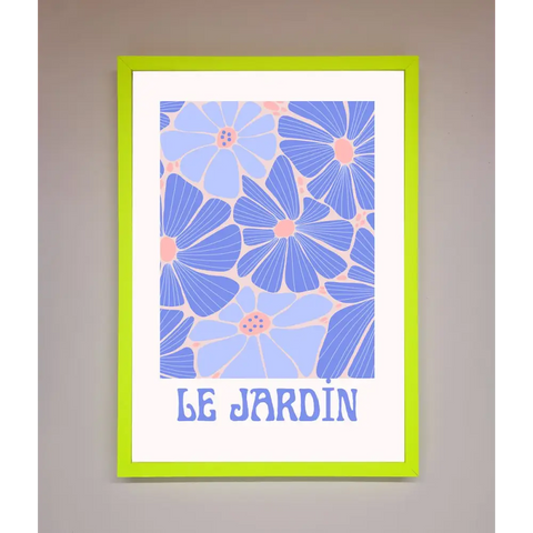 Le Jardin Blue Framed Poster - B0 (100 x 141 cm) / Neon Green - Framed Print