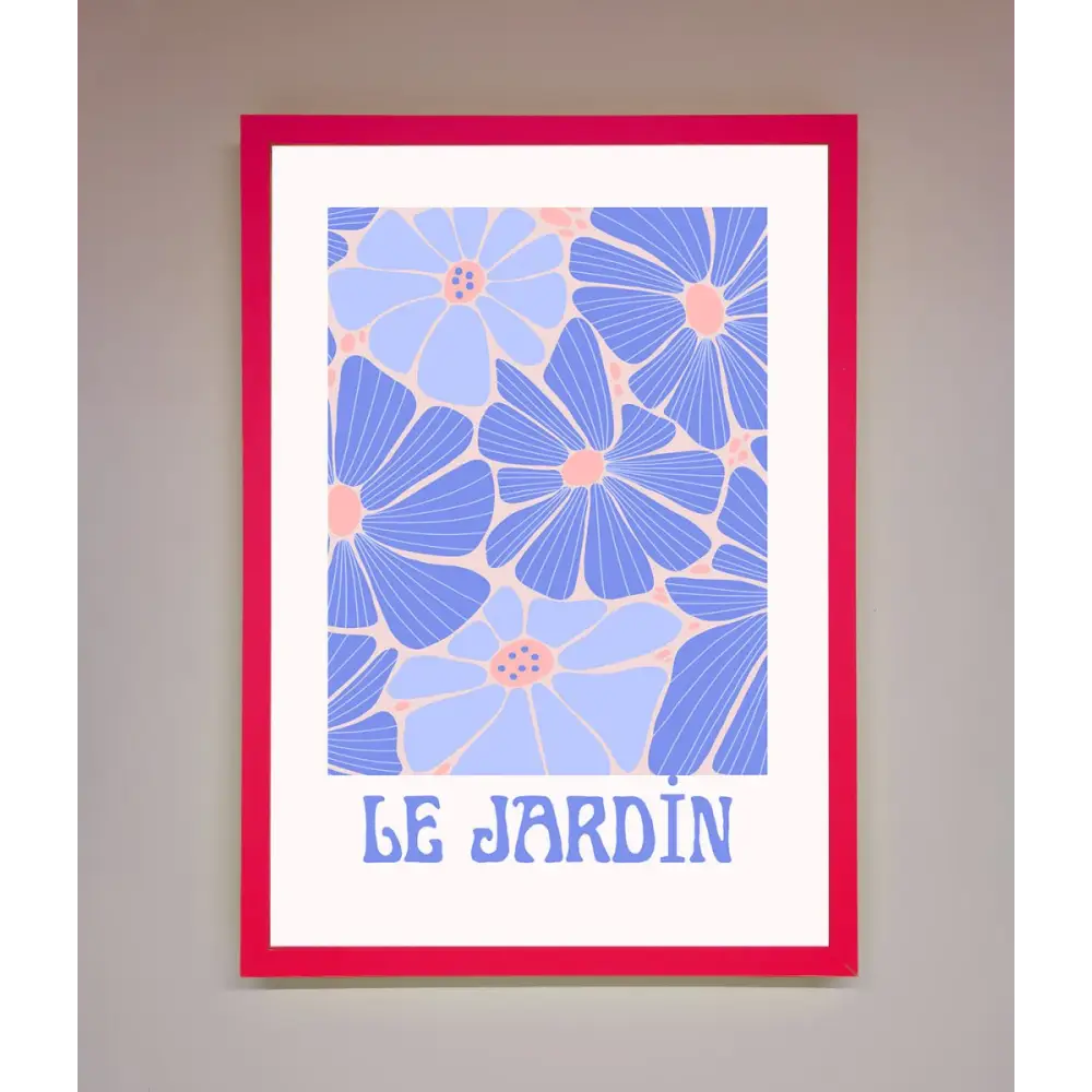 Le Jardin Blue Framed Poster - B0 (100 x 141 cm) / Neon Pink - Framed Print
