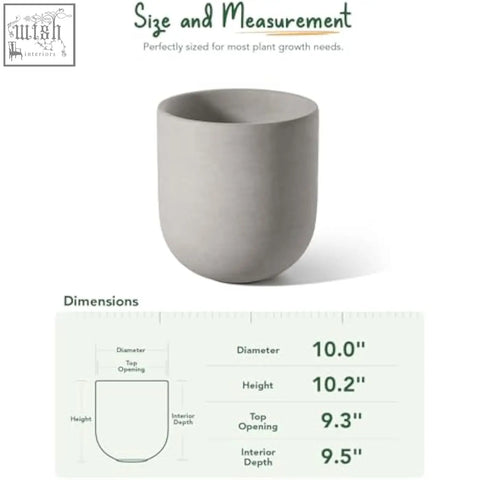 A sleek gray ceramic plant pot with drainage hole and rubber plug perfect for plant pots indoor and outdoor use