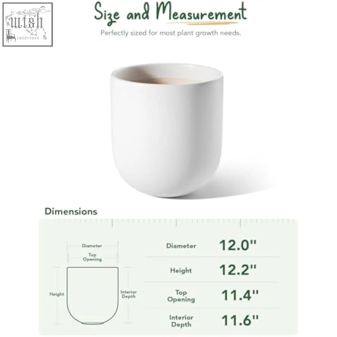 White ceramic plant pot with smooth cylindrical shape and drainage hole for indoor plants and home garden use