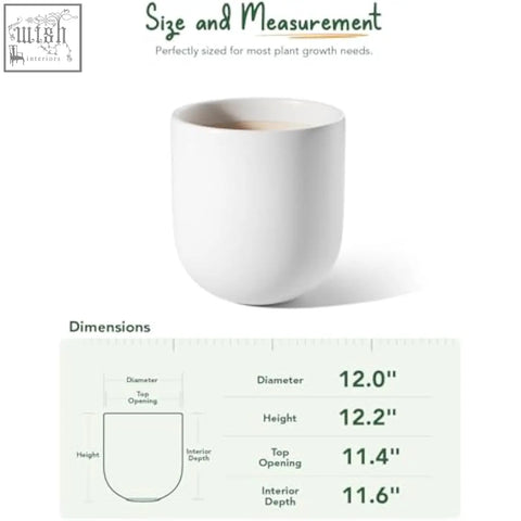 White ceramic plant pot with smooth cylindrical shape and drainage hole for indoor plants and home garden use