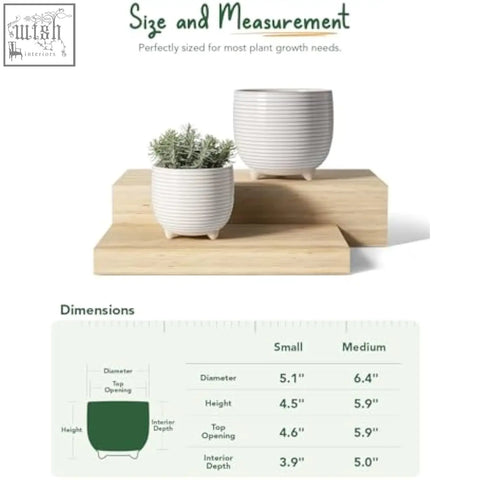 White ceramic plant pot with vertical ribbed texture and small footed base for indoor use by le tauci