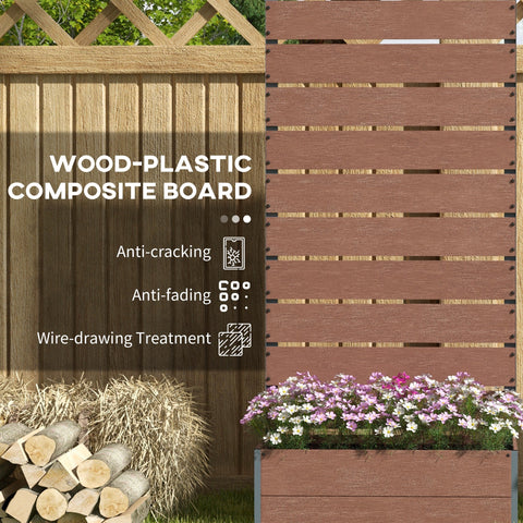 Outsunny 34 x 69.5cm Garden Planter Box, with Back Trellis, Brown