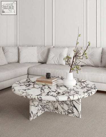Leanna coffee table sleek oval round coffee table with white and black marble top and matching pedestal base