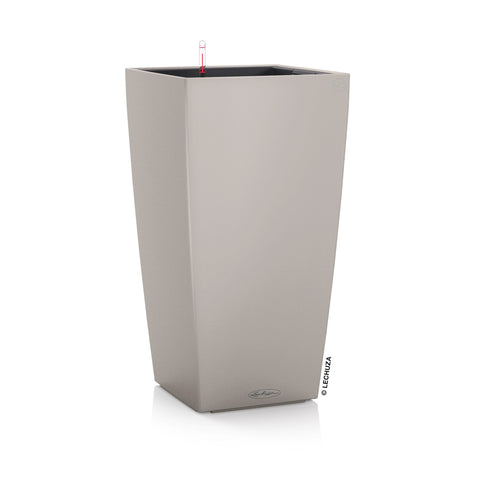 Modern gray rectangular lechuza cubico color 22 plant pot with water level indicator and self watering reservoir