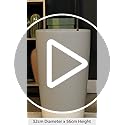 Gray ceramic mug with smooth matte finish shown with lechuza rondo 32 planter in white high gloss plastic