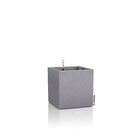 Gray textured canto stone plant pot with sleek modern design subtle branding plastic for indoor outdoor use
