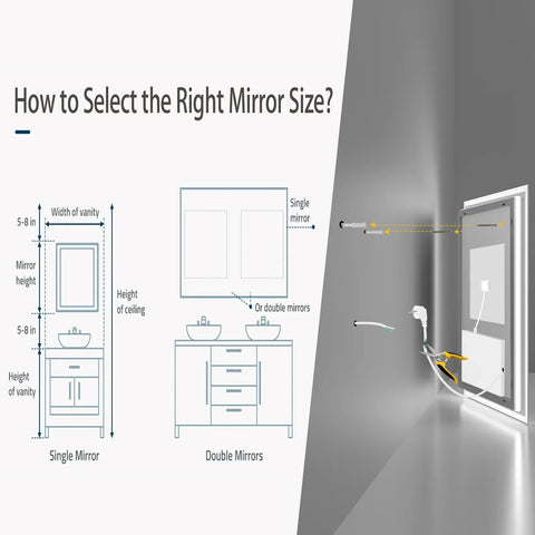Sleek modern bathroom mirror with led lighting frame touch control and anti-fog rectangle design for vanity use